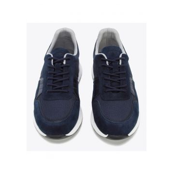 Tenisi barbatesti  piele intoarsa - bleumarin - insertii elastice