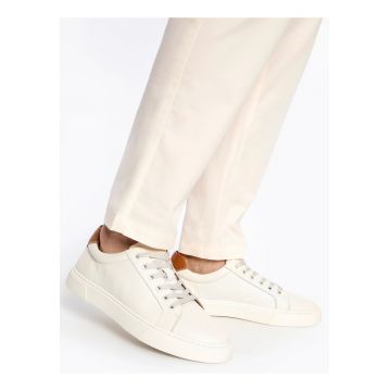 Tenisi barbatesti  piele naturala - alb si maro