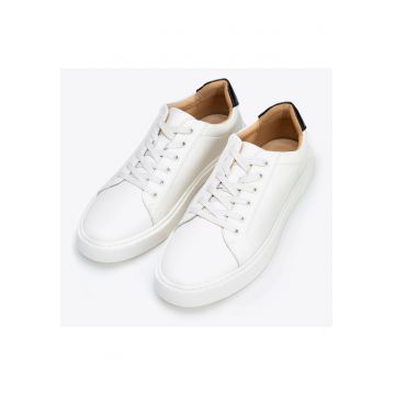 Tenisi barbatesti  piele naturala - alb si negru