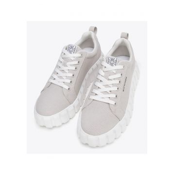 Tenisi dama  gri - brant din piele - material textil