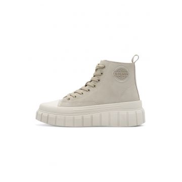 Tenisi mid-high de piele ecologica cu logo