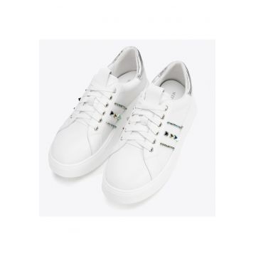 Adidasi dama  platforma - detalii decorative - alb - piele ecologica -