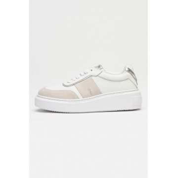 Pantofi sport de piele si piele intoarsa cu logo