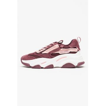 Pantofi sport din piele intoarsa cu aspect masiv si insertii din plasa Possession