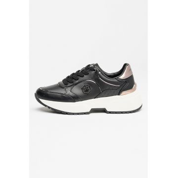 Pantofi sport din piele si piele ecologica cu talpa demi-wedge Percy