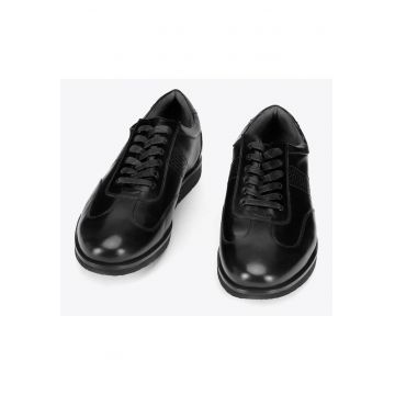 Tenisi barbatesti  piele naturala - platforma - negru