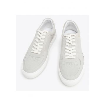 Tenisi barbati -  piele intoarsa - gri deschis