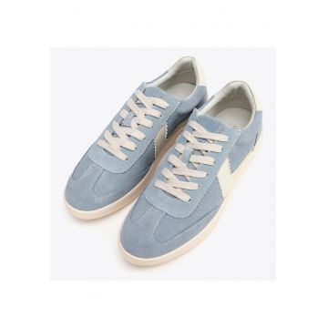 Tenisi dama  piele intoarsa si piele ecologica - albastru