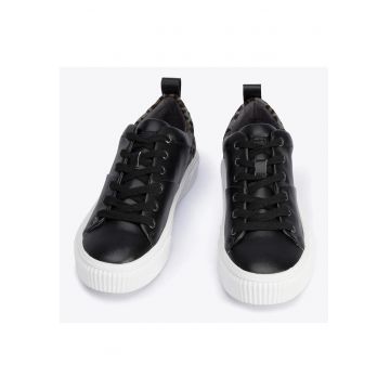 Tenisi dama -  piele naturala - negru - cu sireturi