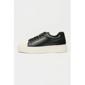 Pantofi sport flatform de piele ecologica cu logo