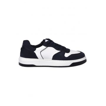 Pantofi sport low-cut cu model colorblock - Alb/Bleumarin