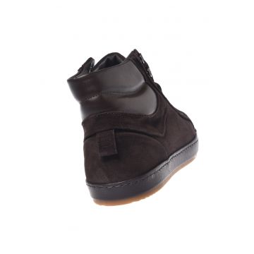 Pantofi sport mid-cut din piele intoarsa si piele