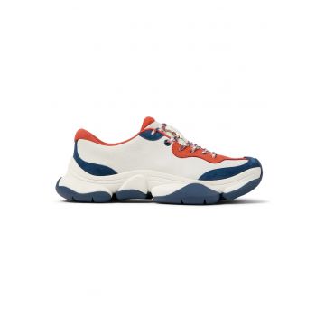 Pantofi sport cu piele si garnituri din piele nabuc Karst 2 - Alb/Albastru