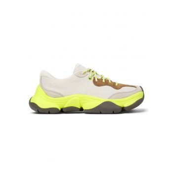 Pantofi sport cu piele si garnituri din piele nabuc Karst 2 - Alb/Galben neon