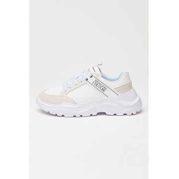 Pantofi sport cu talpa wedge si garnituri de piele ecologica