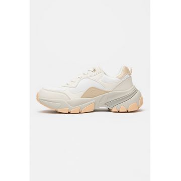 Pantofi sport demi-wedge cu garnitura sintetica