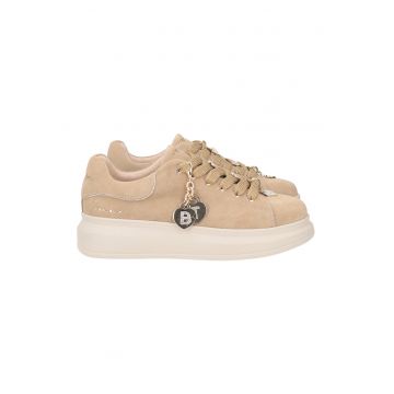 Pantofi sport din piele intoarsa cu detaliu logo