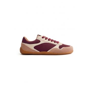 Pantofi sport low-cut de piele intoarsa - Visiniu