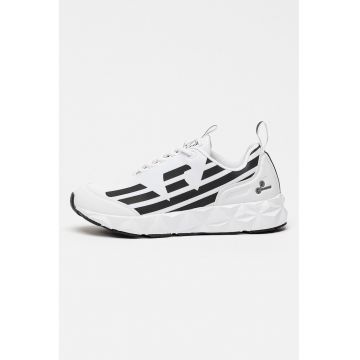 Pantofi sport din plasa cu garnituri din material sintetic si logo