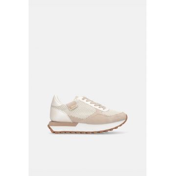 Pantofi sport cu aspect stralucitor si insertii de plasa