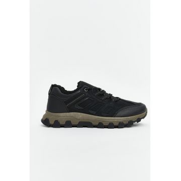 Pantofi sport din material textil cu garnituri din piele ecologica