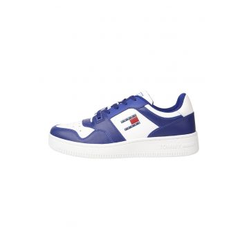Pantofi sport din piele cu model in doua tonuri - Alb/Bleumarin