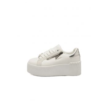 Pantofi sport din piele ecologica cu talpa flatform Aurae - Alb