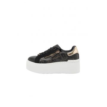 Pantofi sport din piele ecologica cu talpa flatform Aurae - Negru