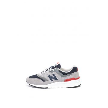 Pantofi barbati -  Piele intoarsa/Mesh - Gri - Gri/Bleumarin