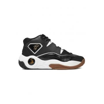 Pantofi sport barbati  adidasi baschet - piele naturala - negru/alb