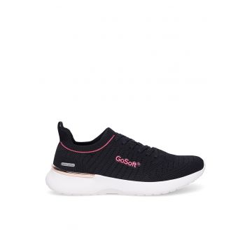 Pantofi sport dama -  textil - negru/roz -