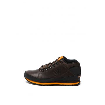Pantofi sport mid-high de piele nabuc si plasa - Maro/Galben