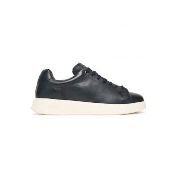 Tenisi barbati  model Dark Blue 401 - piele naturala - negru