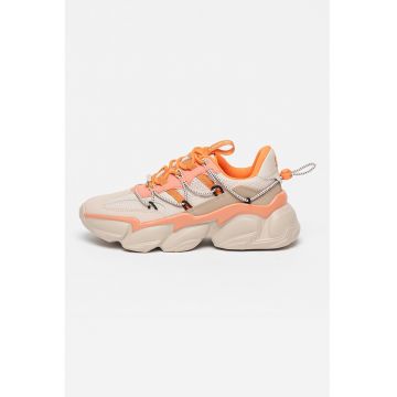 Pantofi sport cu aspect masiv si insertii de plasa Spectator - Portocaliu/Coral/Maro nisip