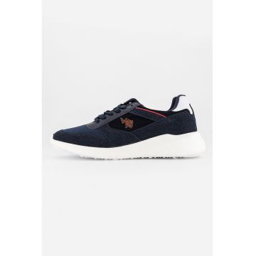 Pantofi sport cu garnituri de piele intoarsa ecologica - Bleumarin