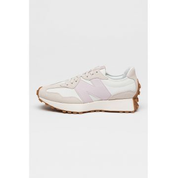 Pantofi sport cu garnituri de piele si piele intoarsa 327 - Alb fildes/Lila