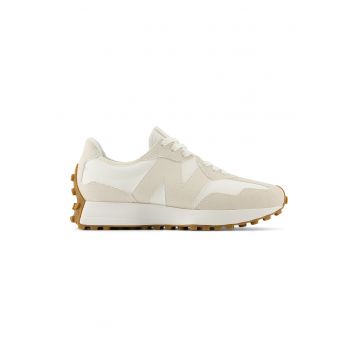 Pantofi sport cu garnituri din piele intoarsa - Alb murdar/Bej deschis