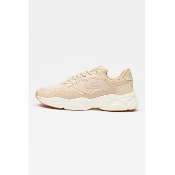 Pantofi sport cu piele intoarsa si aspect masiv Belle - Bej roscat/Crem