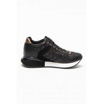Pantofi sport de piele ecologica cu insertii de material textil Ulstein - Negru