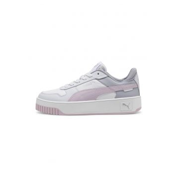 Pantofi sport de piele si piele ecologica Carina Street - Alb/Albastru pastel/Lila