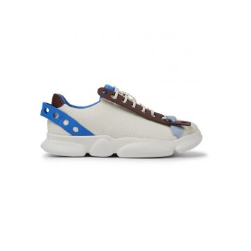 Pantofi sport din material textil cu garnituri din piele Karst Twins - Alb/Visiniu/Albastru