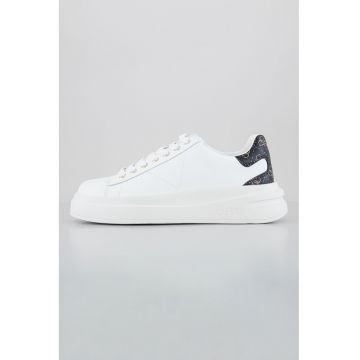 Pantofi sport din piele cu garnituri de piele ecologica Elbina - Alb/Maro inchis