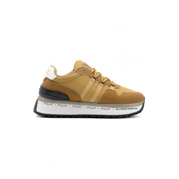 Pantofi sport flatform cu logo - Maro camel