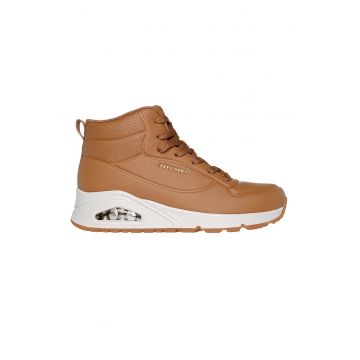 Pantofi sport inalti de piele ecologica - Maro camel