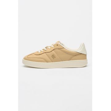 Pantofi sport low-cut din piele - Maro camel