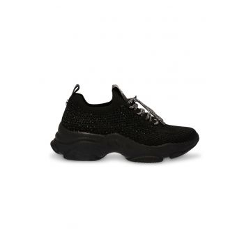 Pantofi sport slip-on din plasa cu strasuri Meter - Negru/Argintiu