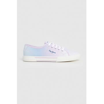 Tenisi low-cut cu sireturi - Albastru pastel/Lila pal/Alb optic