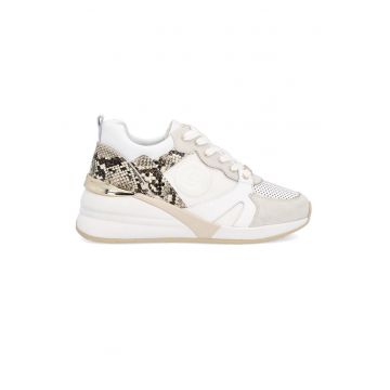 Pantofi sport wedge cu insertii de piele intoarsa