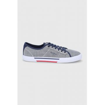 Pepe Jeans tenisi Brady Men Chambray barbati, culoarea gri