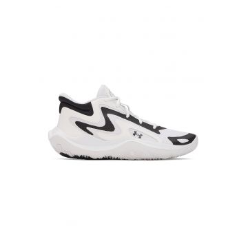 Pantofi mid-cut Jet '25 cu detaliu logo pentru baschet - Alb/Negru